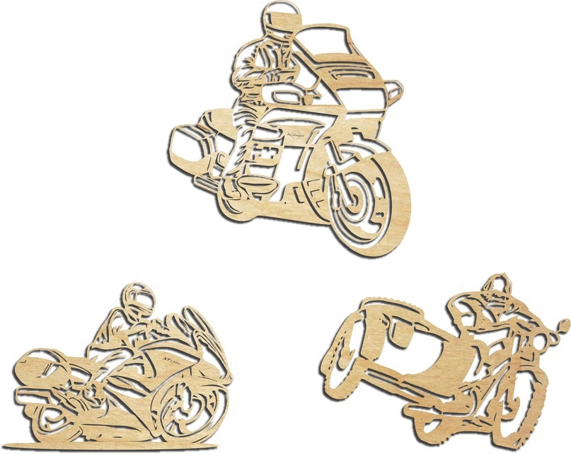طرح موتورسیکلت چوبی برای دکور دیواری مناسب برای استفاده در دستگاه های cnc چوب و cnc لیزر - laser cut wooden motorcycle wall decor dxf file