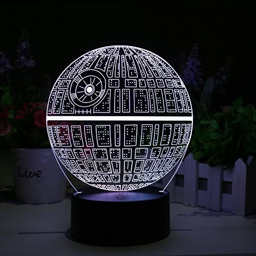 طرح چراغ توهم سه بعدی جنگ ستارگان مرگ مناسب برای استفاده در دستگاه های cnc چوب و cnc لیزر - laser cut star wars death star 3d illusion lamp cdr file
