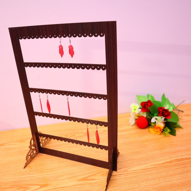 طرح پایه گوشواره mdf 3mm مناسب برای استفاده در دستگاه های cnc چوب و cnc لیزر - laser cut earring stand mdf 3mm dxf file