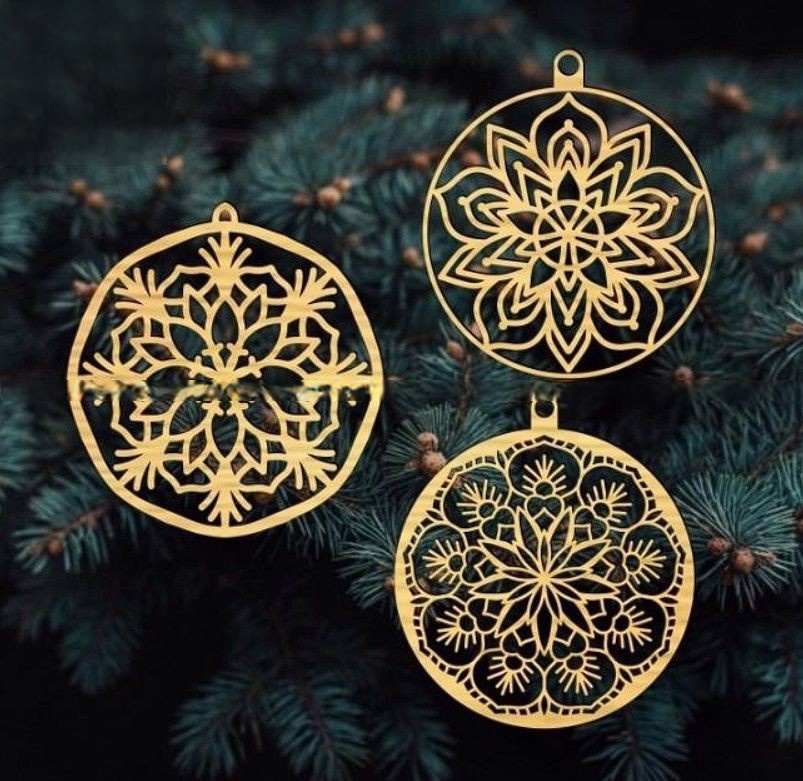 طرح تزئینات توپ کریسمس مناسب برای استفاده در دستگاه های cnc چوب و cnc لیزر - laser cut christmas ball ornaments decor cdr file