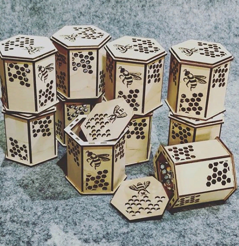 طرح جعبه عسل چوبی مناسب برای استفاده در دستگاه های cnc چوب و cnc لیزر - laser cut wooden honey jar box cdr file