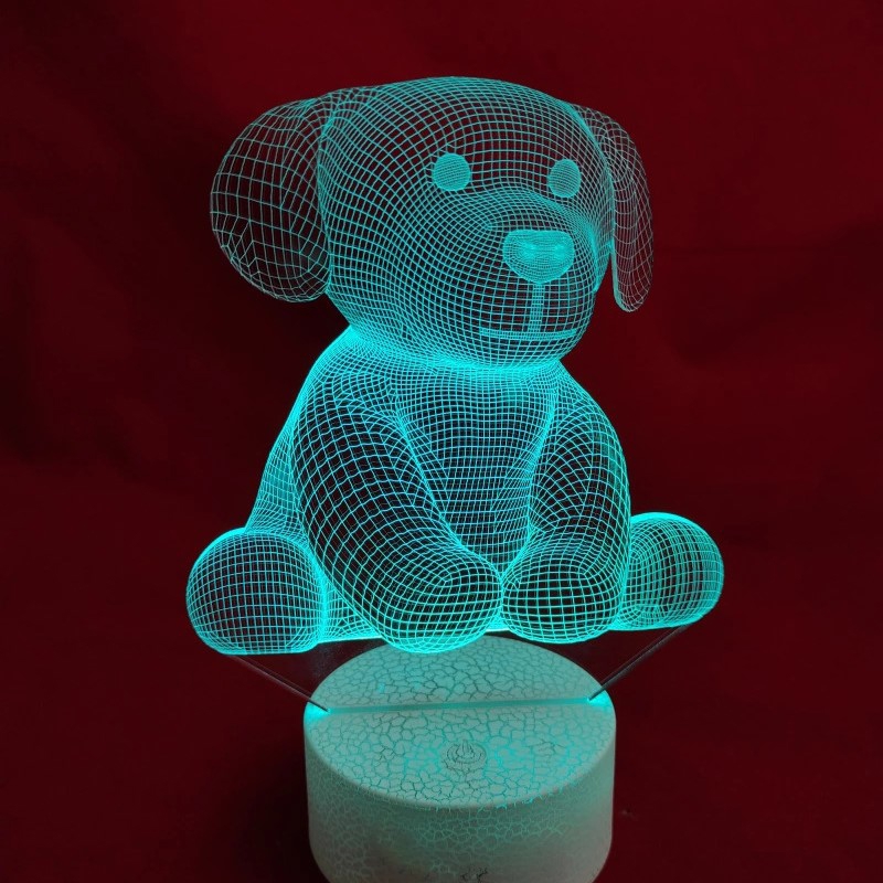 طرح چراغ مطالعه سه بعدی سگ و توله سگ مناسب برای استفاده در دستگاه های cnc چوب و cnc لیزر - laser cut dog puppy 3d lamp cdr file