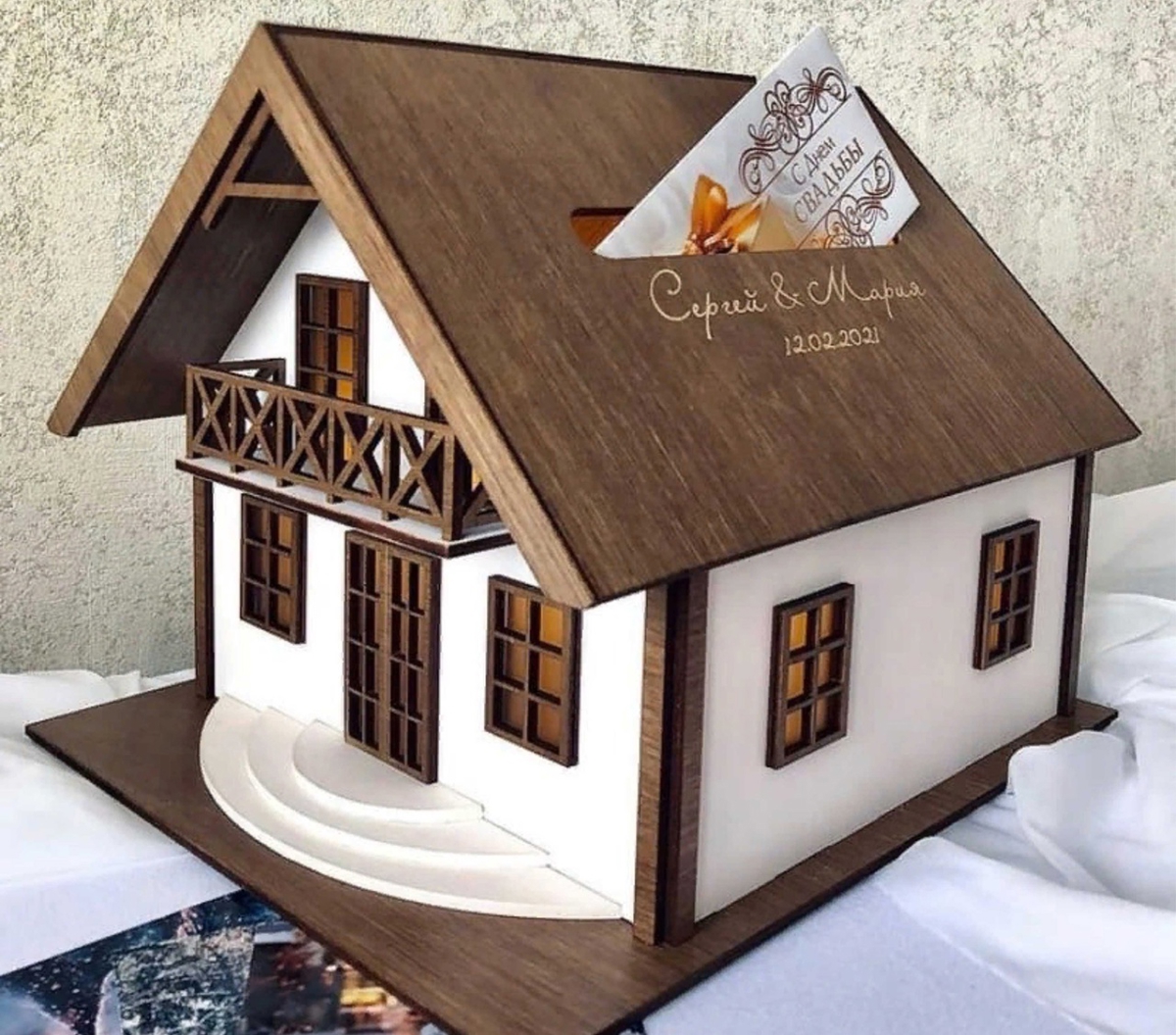 طرح کارت عروسی به شکل خانه مناسب برای استفاده در دستگاه های cnc چوب و cnc لیزر - laser cut house shaped wedding card box cdr file