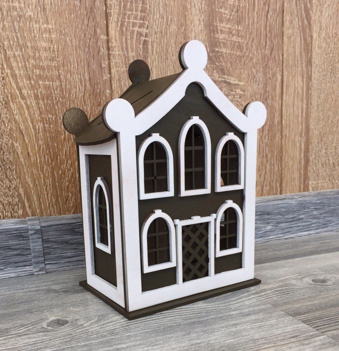 طرح قلک به شکل خانه منحصر به فرد مناسب برای استفاده در دستگاه های cnc چوب و cnc لیزر - laser cut unique house shaped piggy bank cdr file