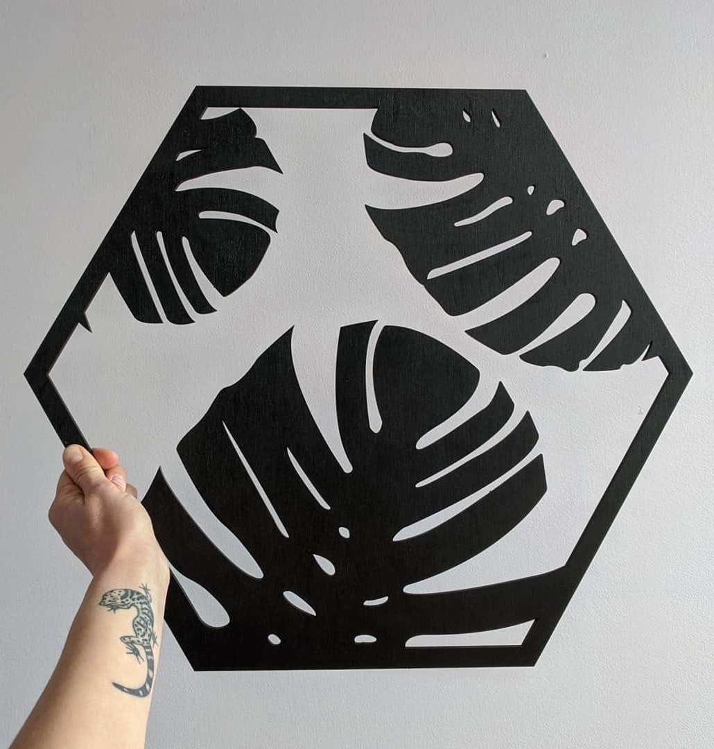 طرح تزیین دیوار طرح برگ مانسترا مناسب برای استفاده در دستگاه های cnc چوب و cnc لیزر - laser cut monstera leaf wall decor cdr file
