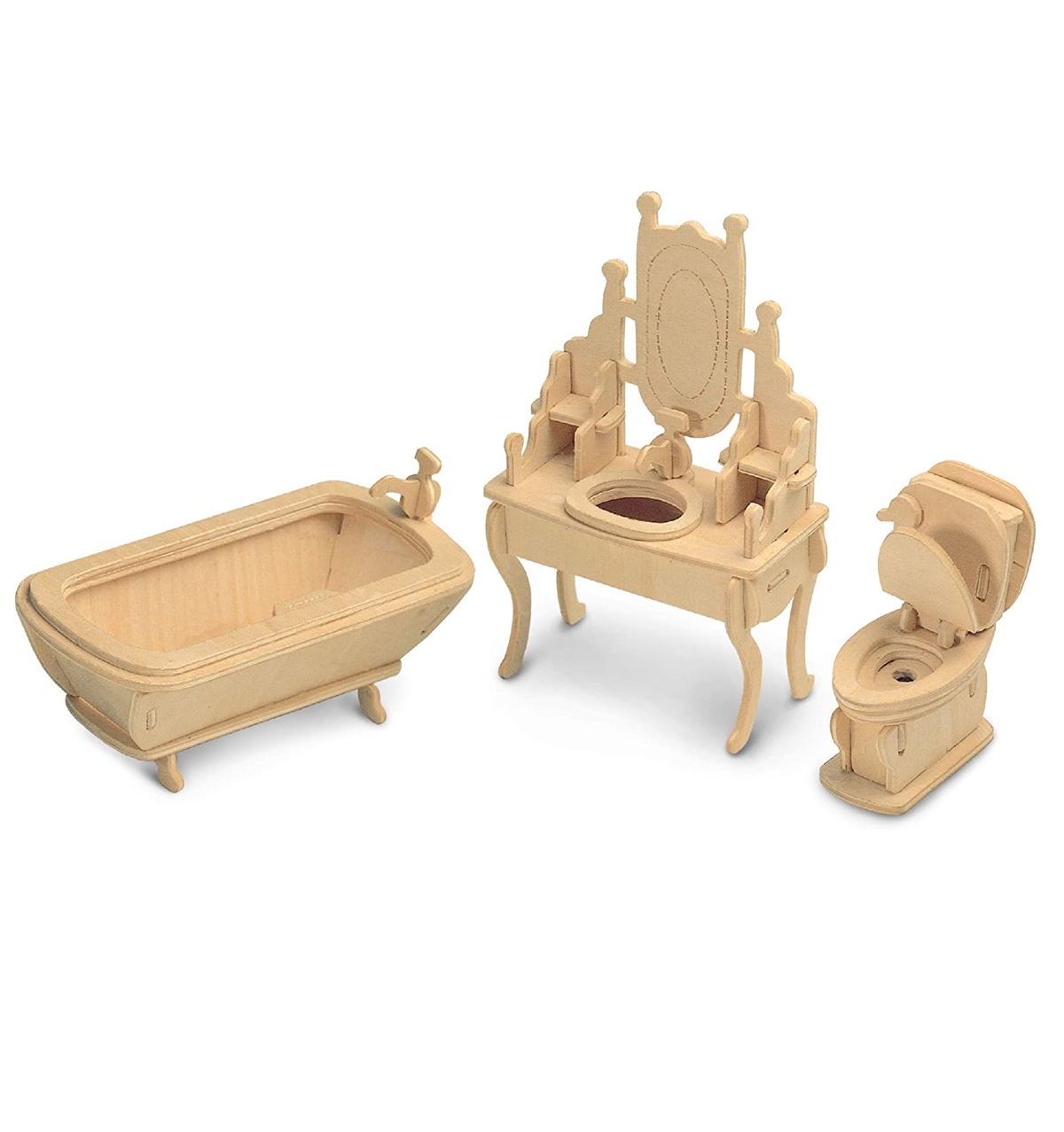 طرح مبلمان حمام خانه عروسکی مناسب برای استفاده در دستگاه های cnc چوب و cnc لیزر - laser cut dollhouse bathroom furniture set cdr file