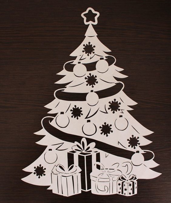 طرح درخت کریسمس چوبی زیبا مناسب برای استفاده در دستگاه های cnc چوب و cnc لیزر - laser cut cute christmas tree decoration wooden christmas ornament dxf file