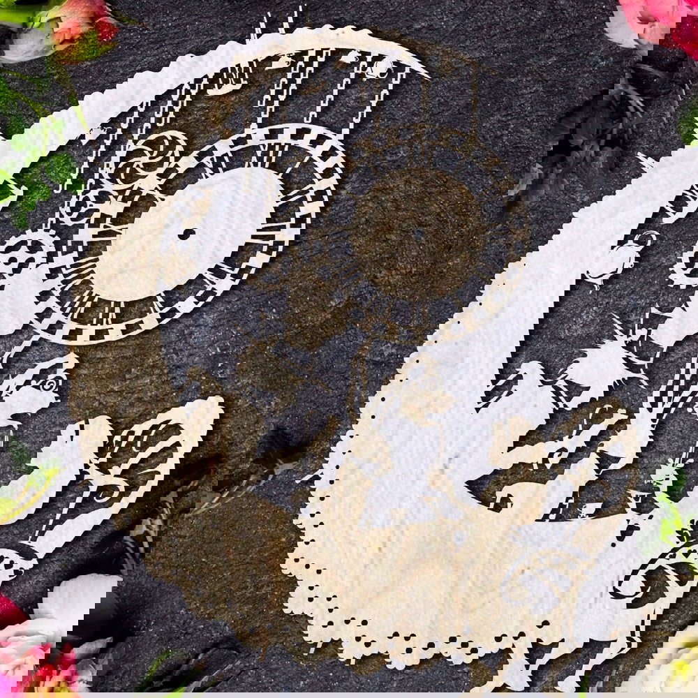 طرح ساعت دیواری مهمانی چای دیوانه آلیس در سرزمین عجایب مناسب برای استفاده در دستگاه های cnc چوب و cnc لیزر - laser cut mad tea party alice in wonderland wall clock cdr file