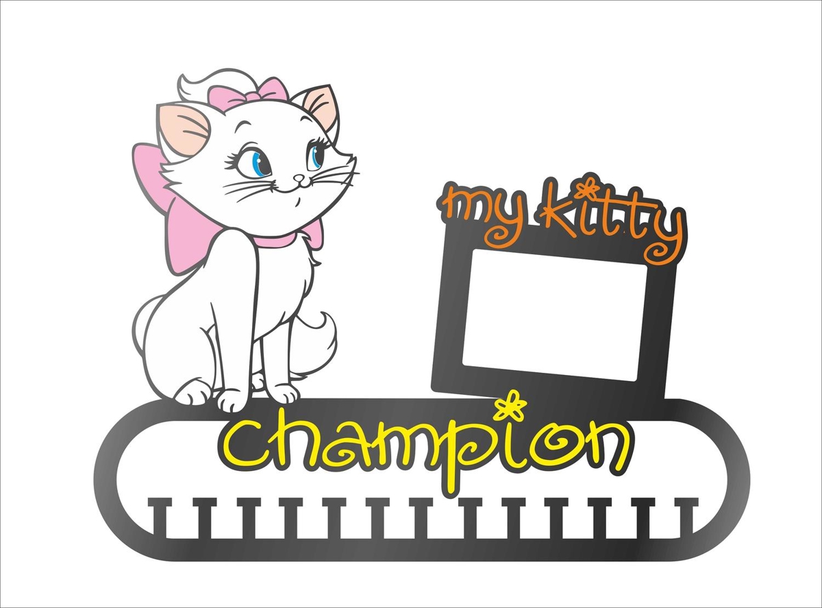 طرح قاب عکس مناسب برای استفاده در دستگاه های cnc چوب و cnc لیزر - cat medal holder with photo frame laser cut template cdr file