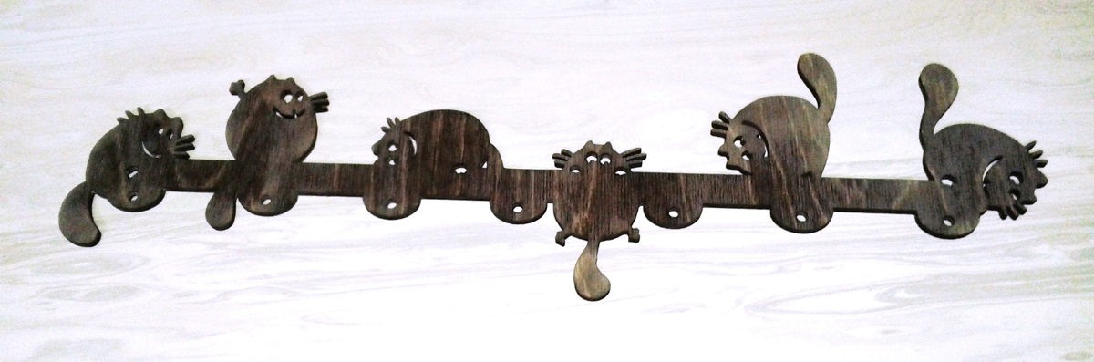طرح چوب لباسی با طرح گربه مناسب برای استفاده در دستگاه های cnc چوب و cnc لیزر - laser cut hanger with cats cdr file