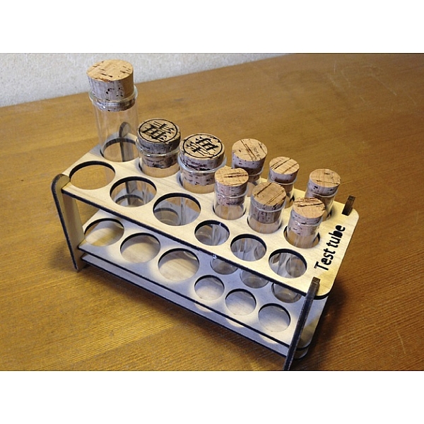 طرح پایه لوله آزمایش مناسب برای استفاده در دستگاه های cnc چوب و cnc لیزر - test tube stand dxf file