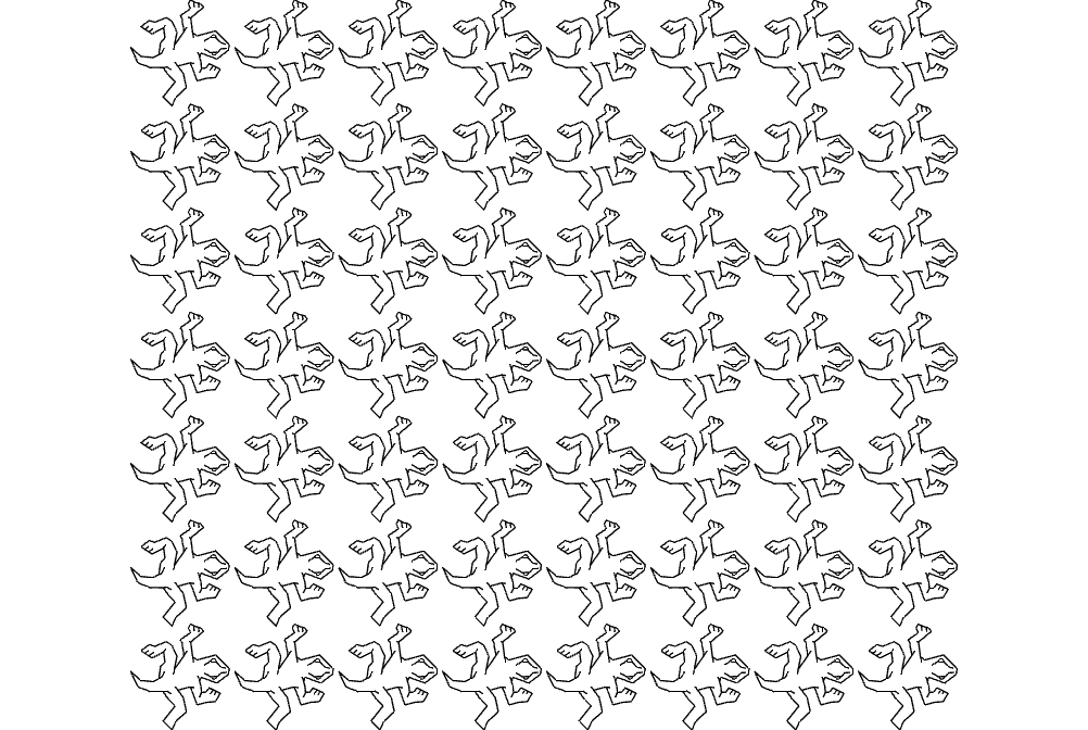 طرح کار Escher lizzards مناسب برای استفاده در دستگاه های cnc چوب و cnc لیزر - escher lizzards work dxf file