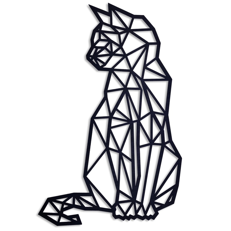 طرح گربه روی دیوار مناسب برای استفاده در دستگاه های cnc چوب و cnc لیزر - laser cut geometric cat wall art cdr file