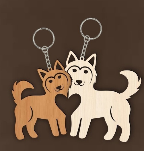 طرح جاکلیدی گرگ مناسب برای استفاده در دستگاه های cnc چوب و cnc لیزر - laser cut wolf keychain cdr file