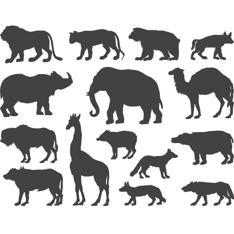 طرح سیلوئت حیوانات وحشی مناسب برای استفاده در دستگاه های cnc چوب و cnc لیزر - wild animals silhouette cdr file