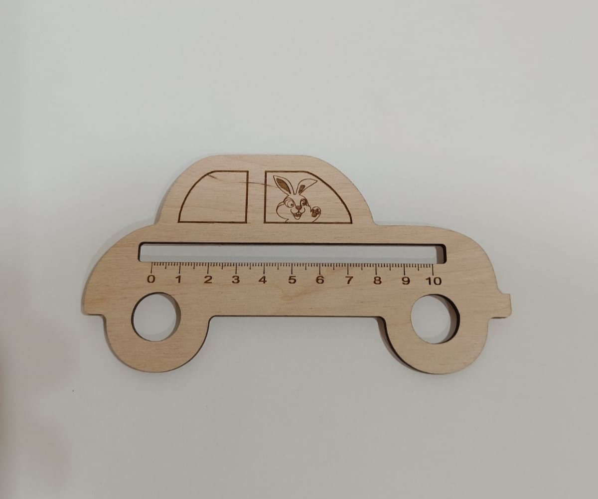 طرح خط کش ماشین بچه گانه به شکل کورل cdr مناسب برای استفاده در دستگاه های cnc چوب و cnc لیزر - laser cut kids car shape ruler cdr file