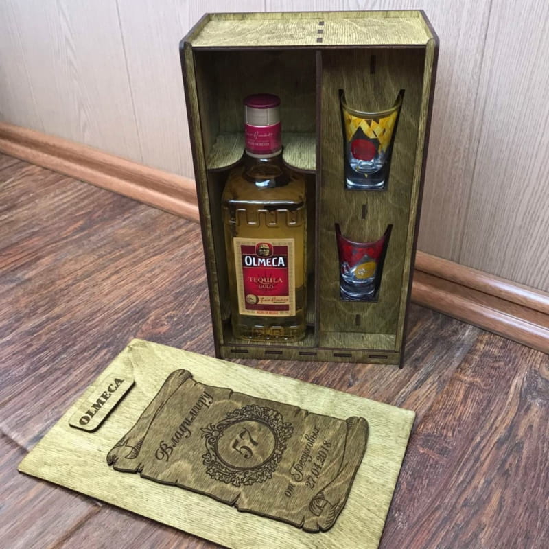 طرح جعبه کادویی مشروب مناسب برای استفاده در دستگاه های cnc چوب و cnc لیزر - laser cut liquor gift box cdr file