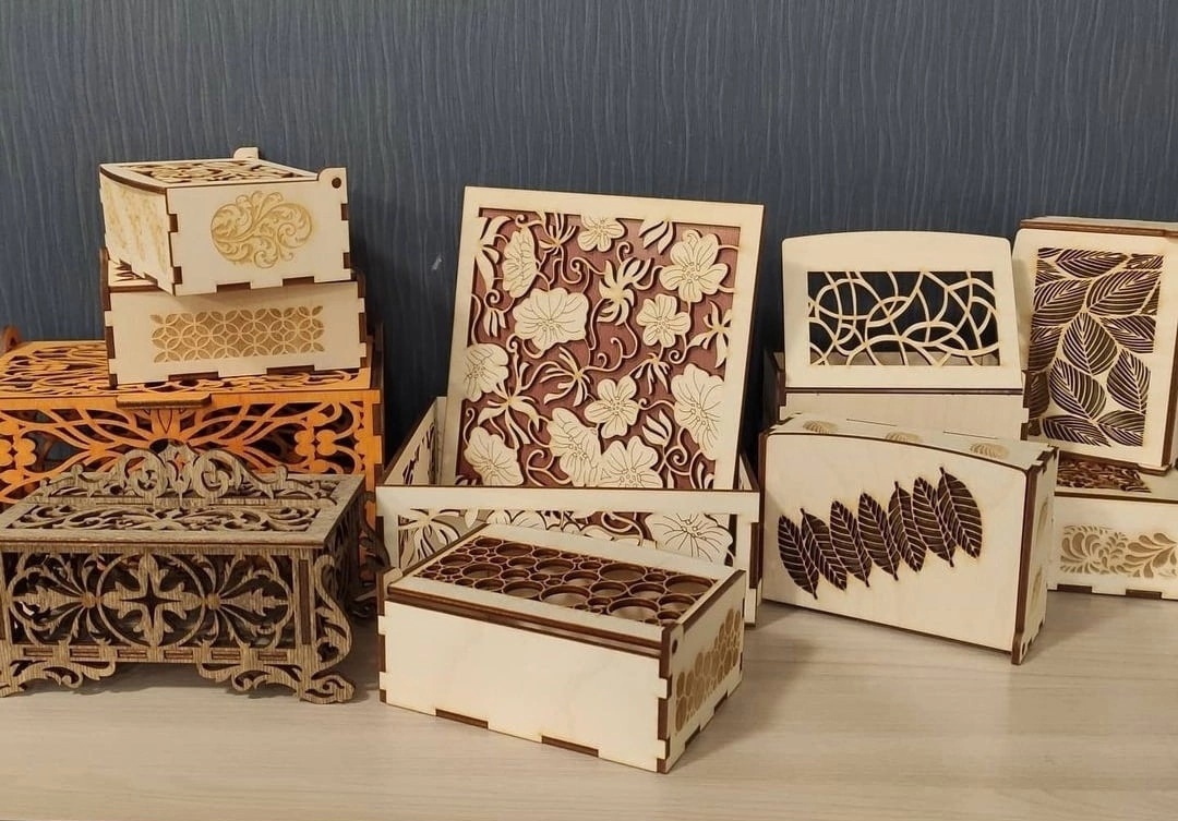 طرح جعبه چوبی تزئینی مناسب برای استفاده در دستگاه های cnc چوب و cnc لیزر - laser cut decorative wooden box dxf file