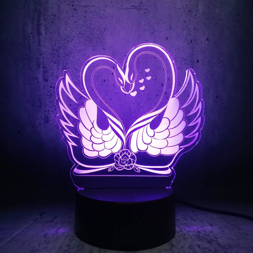 طرح چراغ قوه دو تکه عاشقانه مناسب برای استفاده در دستگاه های cnc چوب و cnc لیزر - laser cut romantic double swan 3d illusion lamp dxf file