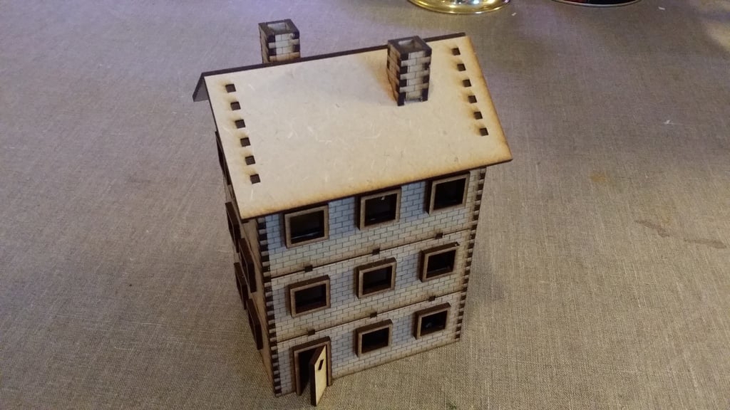 طرح خانه آجری سه طبقه مناسب برای استفاده در دستگاه های cnc چوب و cnc لیزر - laser cut brick house with three floors dxf file