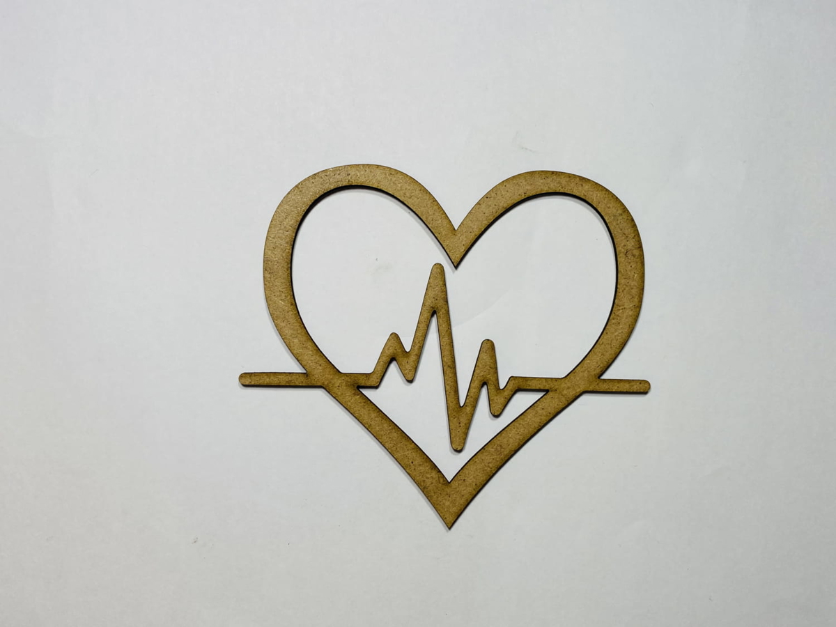 طرح قلب طرح چوب ناتمام مناسب برای استفاده در دستگاه های cnc چوب و cnc لیزر - laser cut heart beat shape unfinished wood cutout cdr file