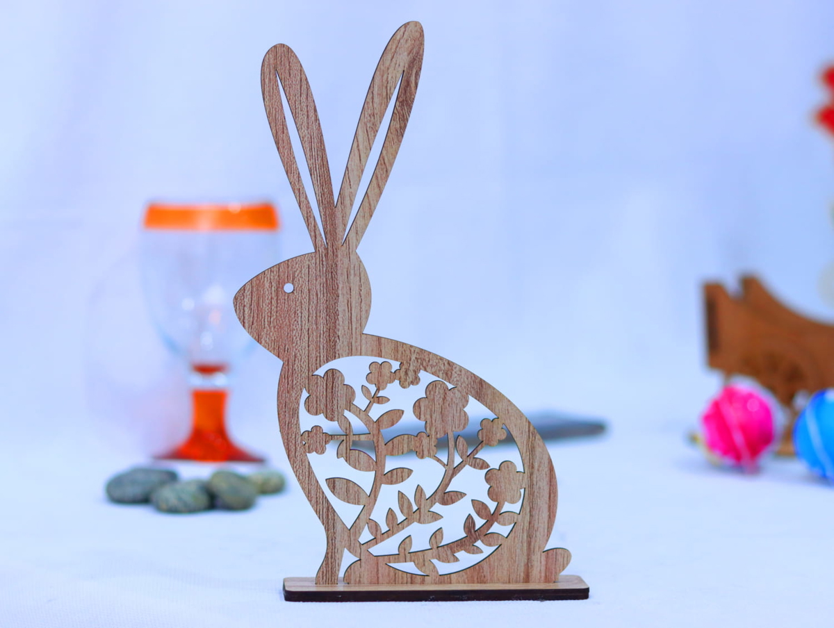 طرح سه بعدی خرگوش عید پاک مناسب برای استفاده در دستگاه های cnc چوب و cnc لیزر - laser cut easter bunny 3mm cdr file