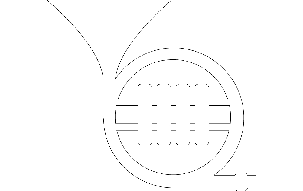 طرح شیپور توبا مناسب برای استفاده در دستگاه های cnc چوب و cnc لیزر - horn tuba dxf file