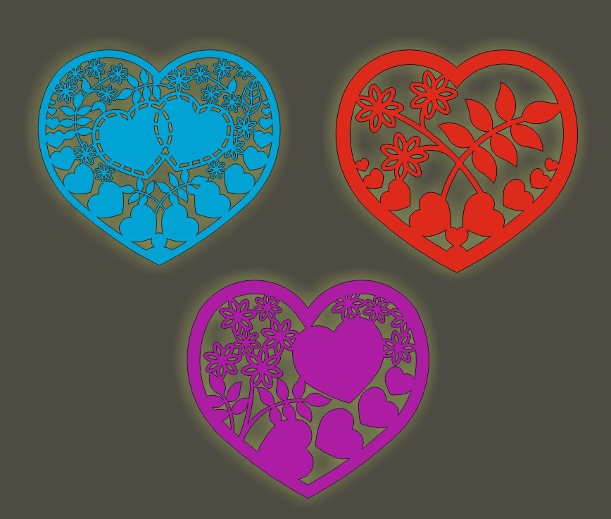 طرح رایگان قلب مناسب برای استفاده در دستگاه های cnc چوب و cnc لیزر - free cdr file laser cutting hearts cdr file