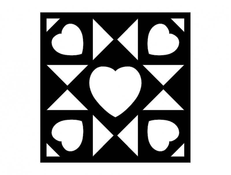 طرح قلب‌های لحاف انبار مناسب برای استفاده در دستگاه های cnc چوب و cnc لیزر - barn quilt hearts dxf file