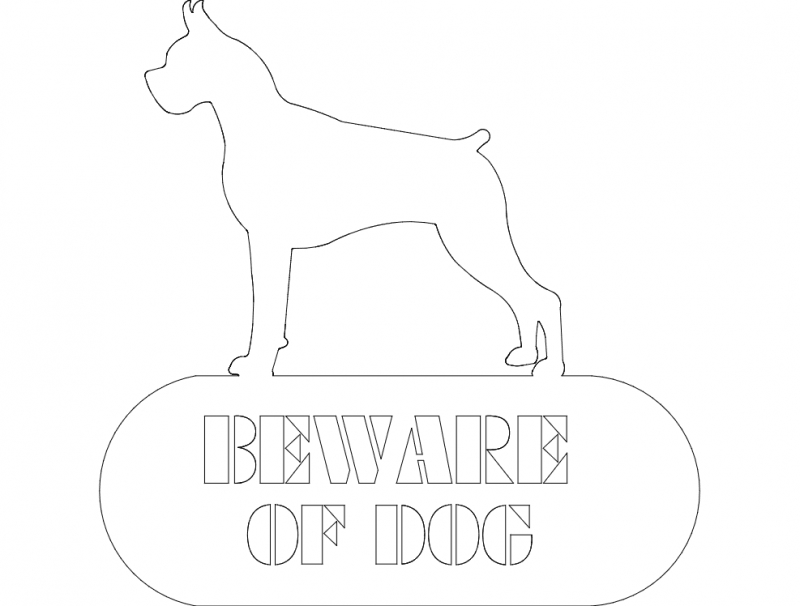 طرح بوکسور مراقب سگ باشید مناسب برای استفاده در دستگاه های cnc چوب و cnc لیزر - boxer beware of dog dxf file