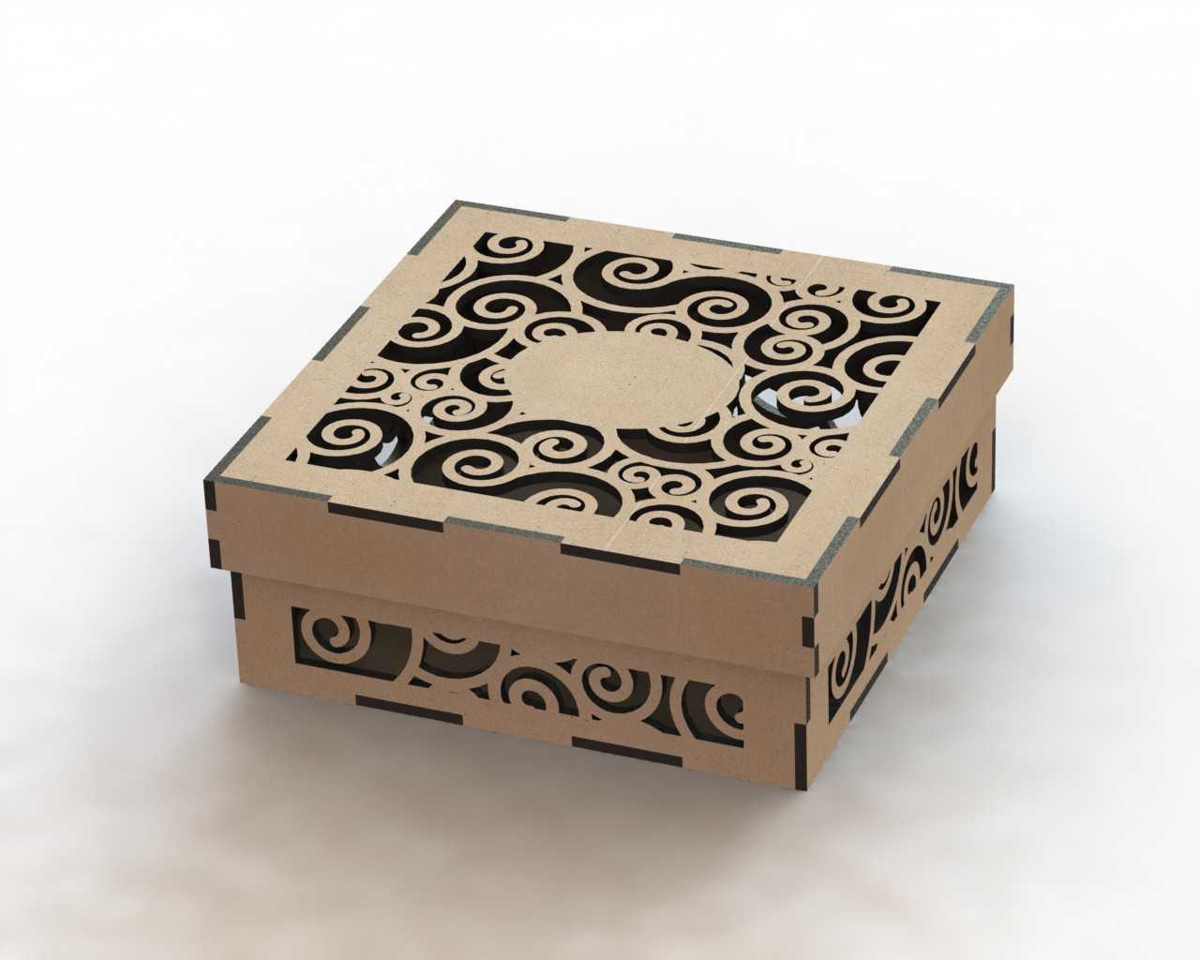 طرح جعبه چوبی مناسب برای استفاده در دستگاه های cnc چوب و cnc لیزر - laser cut wood box template dxf file