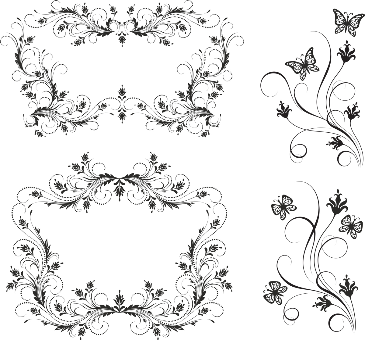 طرح مجموعه حاشیه‌های گلدار مناسب برای استفاده در دستگاه های cnc چوب و cnc لیزر - floral borders set cdr file