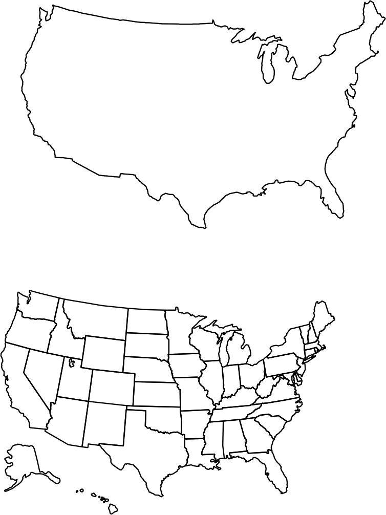 طرح تمام ۵۰ ایالت آمریکا مناسب برای استفاده در دستگاه های cnc چوب و cnc لیزر - all 50 states dxf file