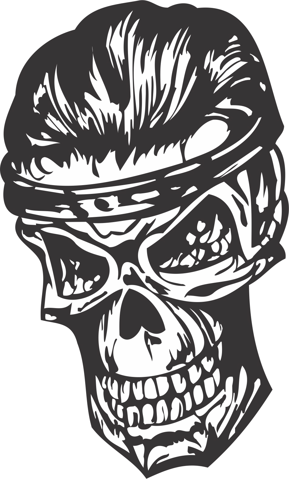 طرح جمجمه ترسناک مناسب برای استفاده در دستگاه های cnc چوب و cnc لیزر - scary skull dxf file
