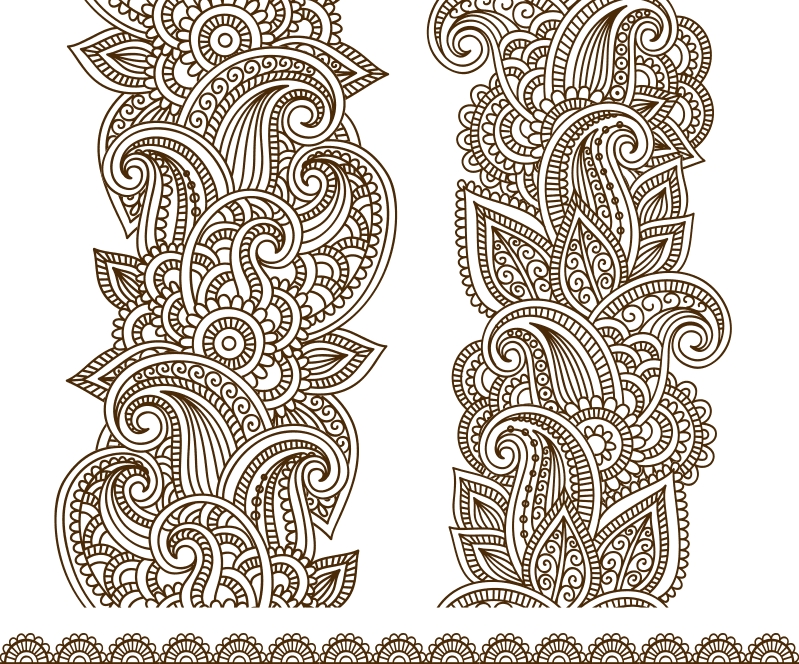طرح وکتور نقاشی مهندی کشیده شده مناسب برای استفاده در دستگاه های cnc چوب و cnc لیزر - drawn mehndi vector cdr file
