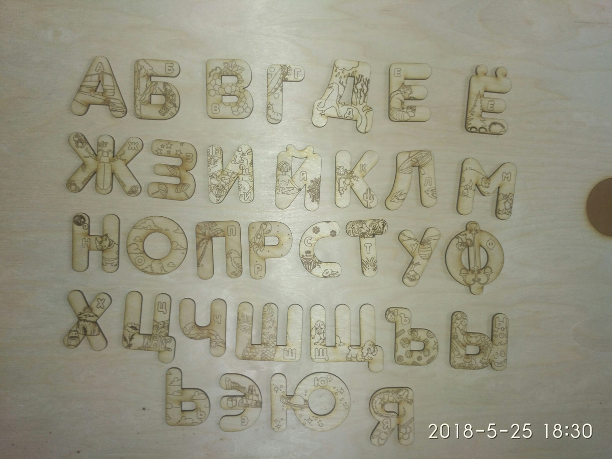 طرح الفبای روسی risunkami alfavit s مناسب برای استفاده در دستگاه های cnc چوب و cnc لیزر - alfavit s risunkami russian alphabets cdr file