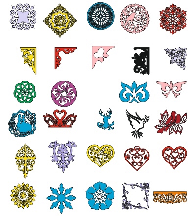 طرح فایل وکتور مجموعه تزئینات گل مناسب برای استفاده در دستگاه های cnc چوب و cnc لیزر - floral ornaments collection vector cdr file