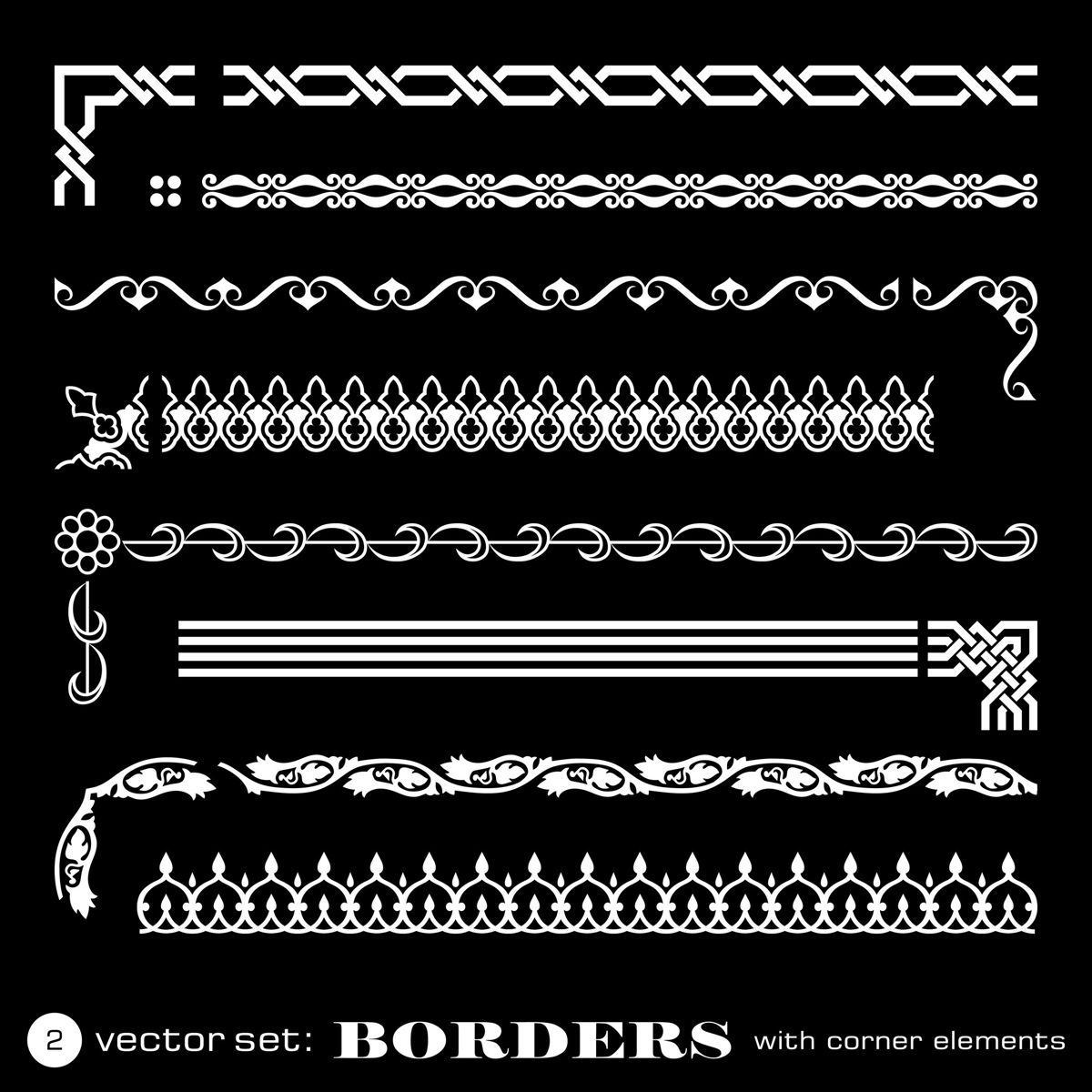 طرح فایل لایه باز حاشیه با گوشه ها . مناسب برای استفاده در دستگاه های cnc چوب و cnc لیزر - borders with corners set eps file