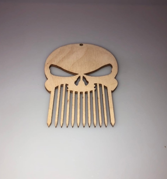 طرح جمجمه و ریش و شانه مناسب برای استفاده در دستگاه های cnc چوب و cnc لیزر - laser cut skull beard comb cdr file