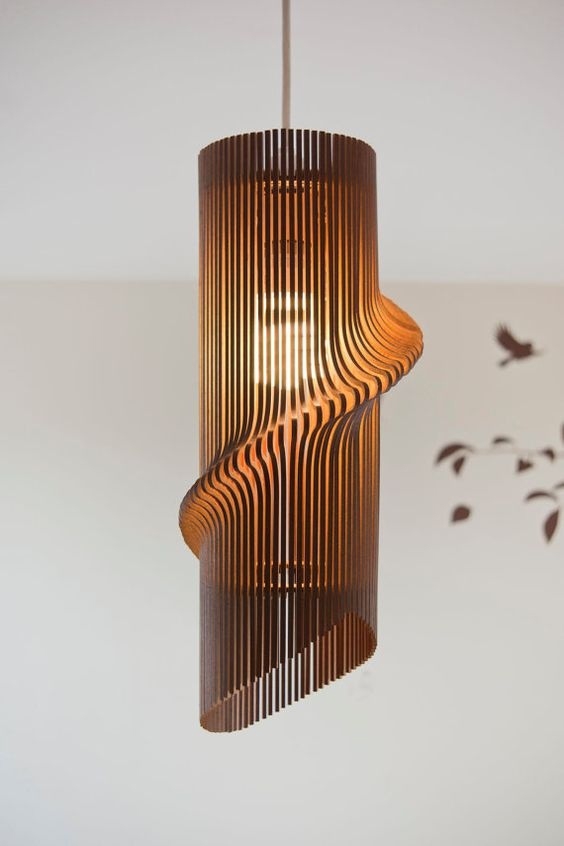 طرح لامپ موج مناسب برای استفاده در دستگاه های cnc چوب و cnc لیزر - laser cut wave lamp cdr file
