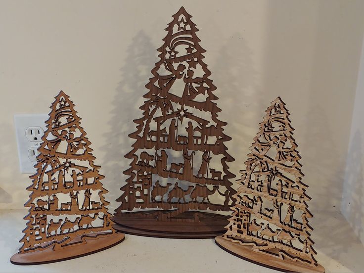 طرح درخت میلاد مسیح مناسب برای استفاده در دستگاه های cnc چوب و cnc لیزر - laser cut nativity tree cdr file