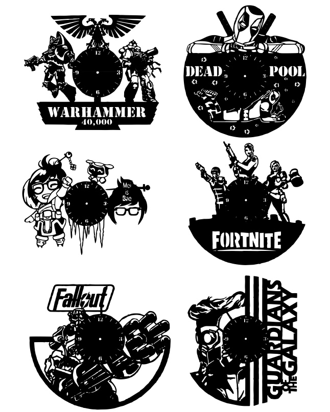 طرح ساعت دیواری طرح ابرقهرمان مناسب برای استفاده در دستگاه های cnc چوب و cnc لیزر - laser cut superhero wall clocks cdr file