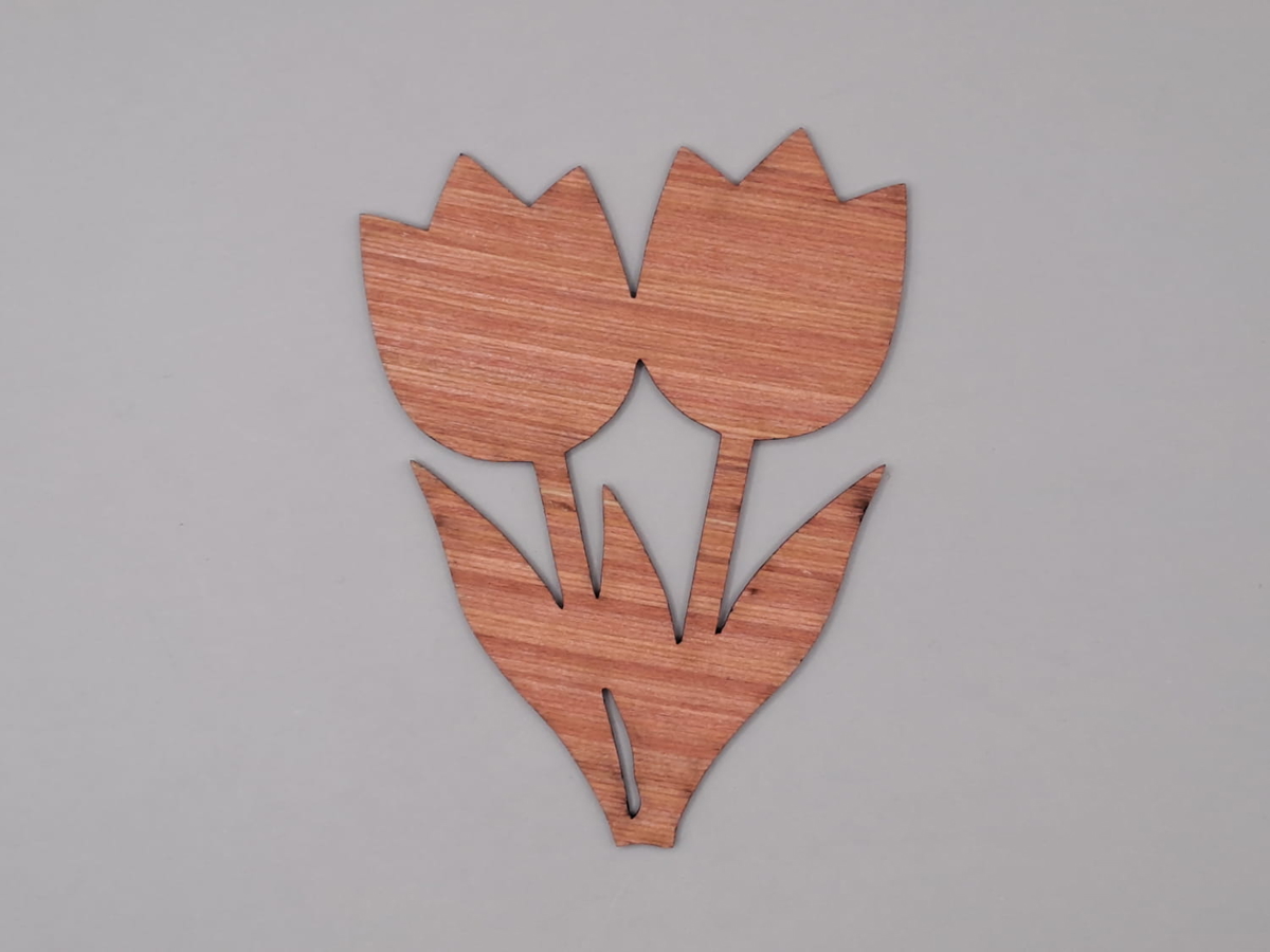 طرح گل لاله طرح چوب ناتمام مناسب برای استفاده در دستگاه های cnc چوب و cnc لیزر - laser cut tulip flower shape unfinished wood cutout cdr file