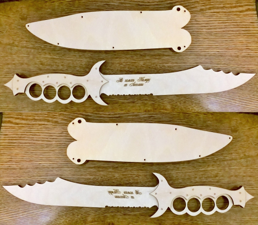طرح چاقوی چوبی مناسب برای استفاده در دستگاه های cnc چوب و cnc لیزر - laser cut wooden knife cdr file