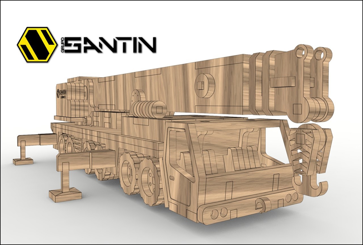 طرح پازل سه بعدی جرثقیل مناسب برای استفاده در دستگاه های cnc چوب و cnc لیزر - laser cut crane 3d puzzle cdr file