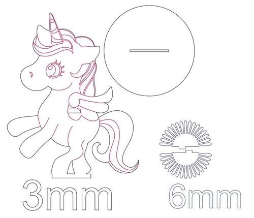 طرح جا دستمال کاغذی طرح اسب تک شاخ مناسب برای استفاده در دستگاه های cnc چوب و cnc لیزر - laser cut unicorn napkin holder dxf file