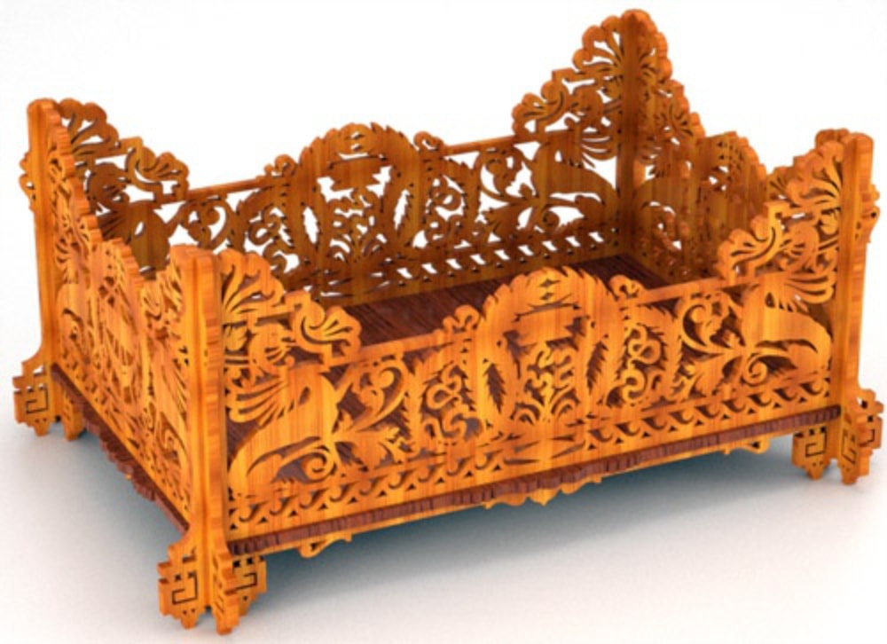 طرح سبد میوه قدیمی مناسب برای استفاده در دستگاه های cnc چوب و cnc لیزر - laser cut vintage fruit basket cdr file