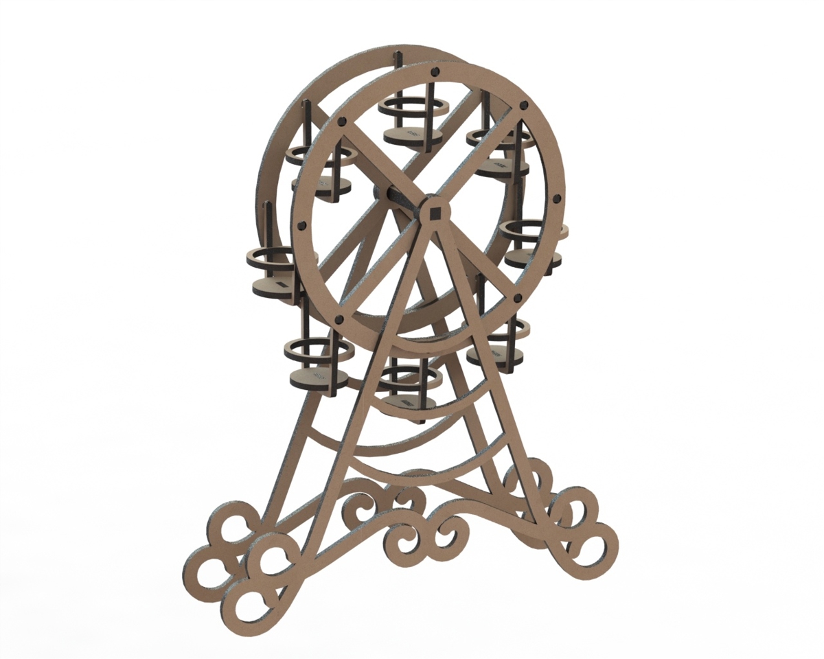 طرح کاپ کیک چرخ و فلک مناسب برای استفاده در دستگاه های cnc چوب و cnc لیزر - laser cut ferris wheel cupcake display cdr file