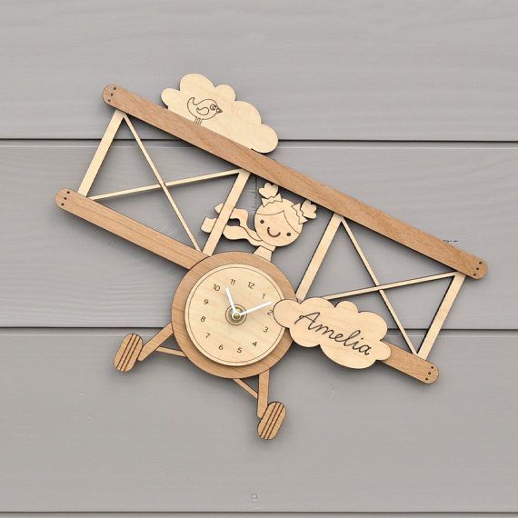 طرح ساعت دیواری برای اتاق کودک مناسب برای استفاده در دستگاه های cnc چوب و cnc لیزر - laser cut wall clock template for kids room cdr file
