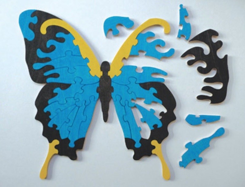 طرح پازل پروانه برای کودکان، مناسب برای استفاده در دستگاه های cnc چوب و cnc لیزر - laser cut butterfly jigsaw puzzle for kids template cdr file